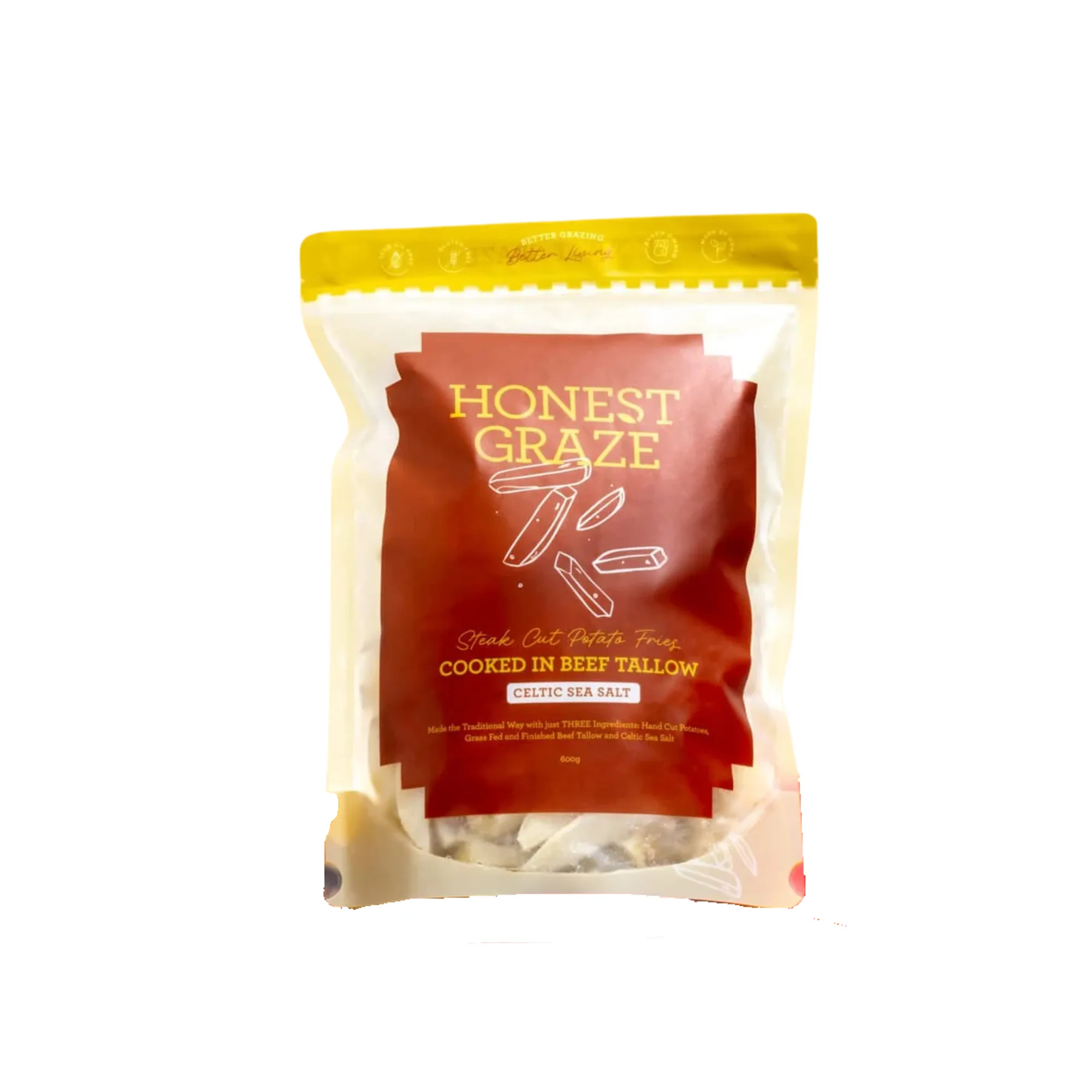 Steak cut fries in grass-fed beef tallow, from Honest Graze