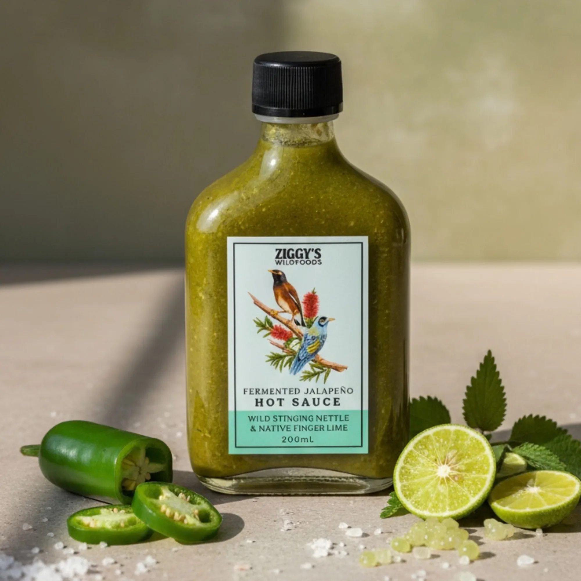 Hot Sauce - Wild Stinging Nettle & Green Fingerlime Fermented