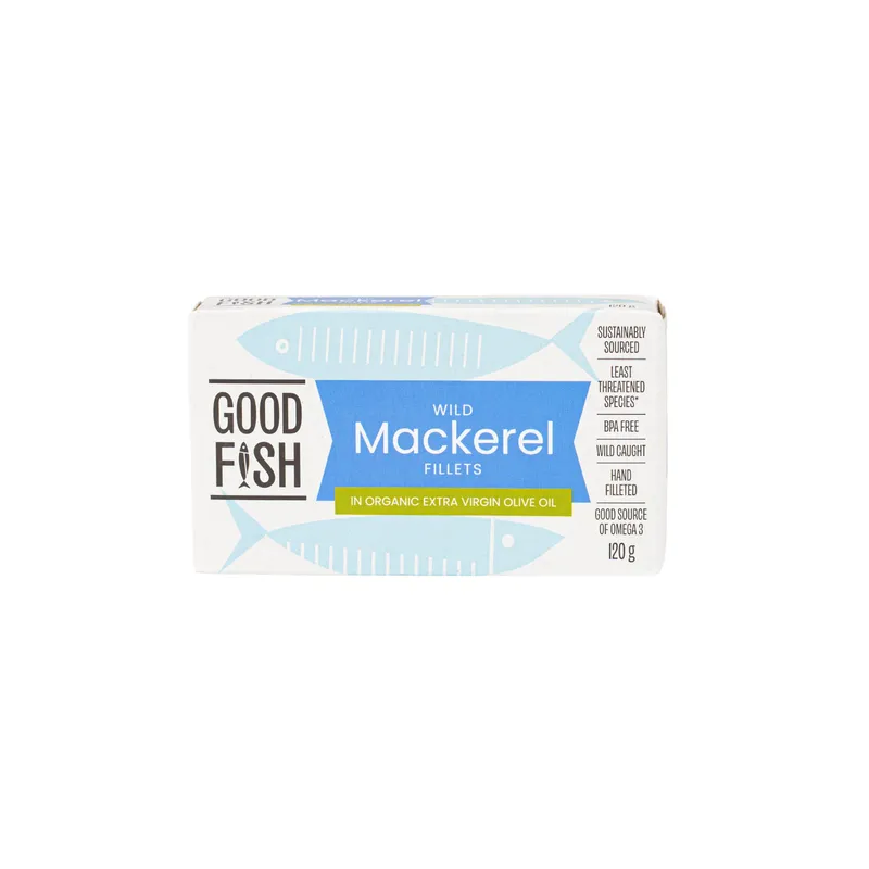 Mackerel in Organic EVOO - Wild Caught, 2 x 120g Tin
